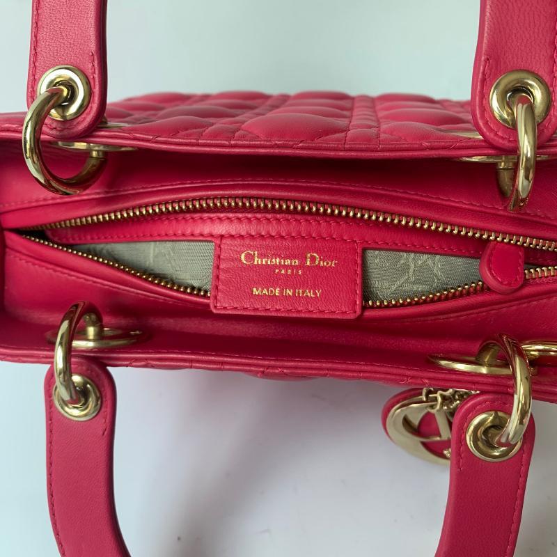 Lady Dior Medium Bag Fuchsia Cannage Lambskin Leather Gold-tone Hardware 7