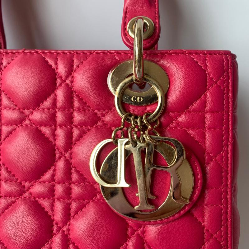 Lady Dior Medium Bag Fuchsia Cannage Lambskin Leather Gold-tone Hardware 9