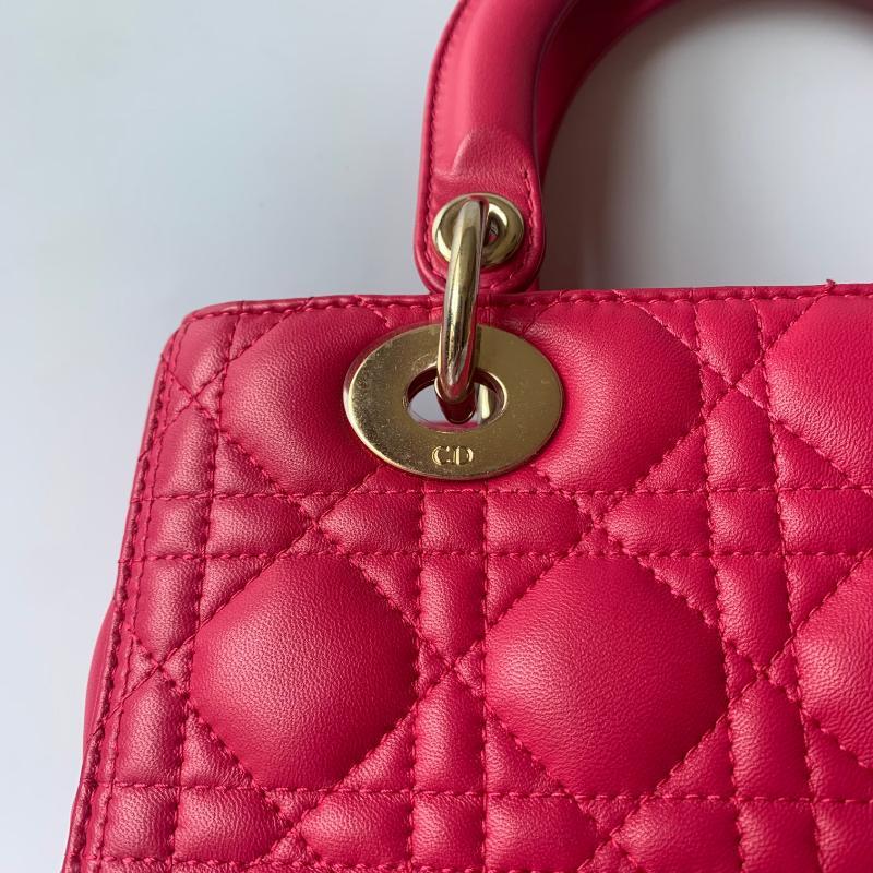 Lady Dior Medium Bag Fuchsia Cannage Lambskin Leather Gold-tone Hardware 10