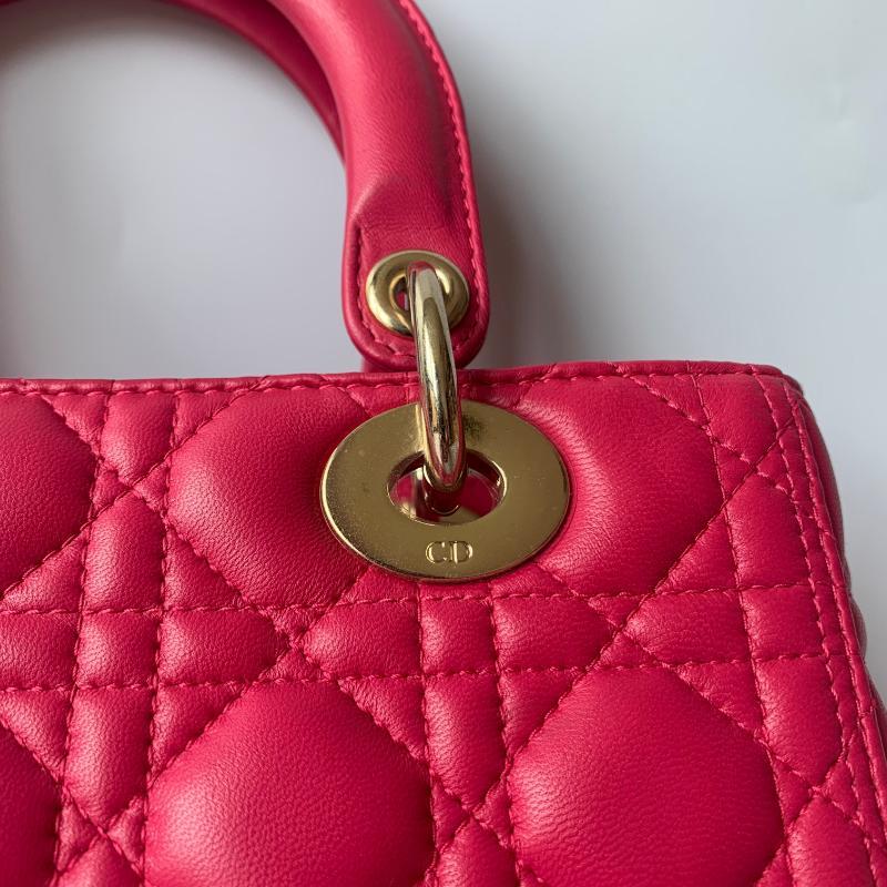 Lady Dior Medium Bag Fuchsia Cannage Lambskin Leather Gold-tone Hardware 11