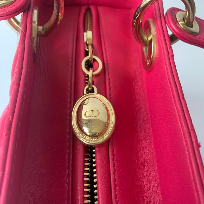 Lady Dior Medium Bag Fuchsia Cannage Lambskin Leather Gold-tone Hardware 13