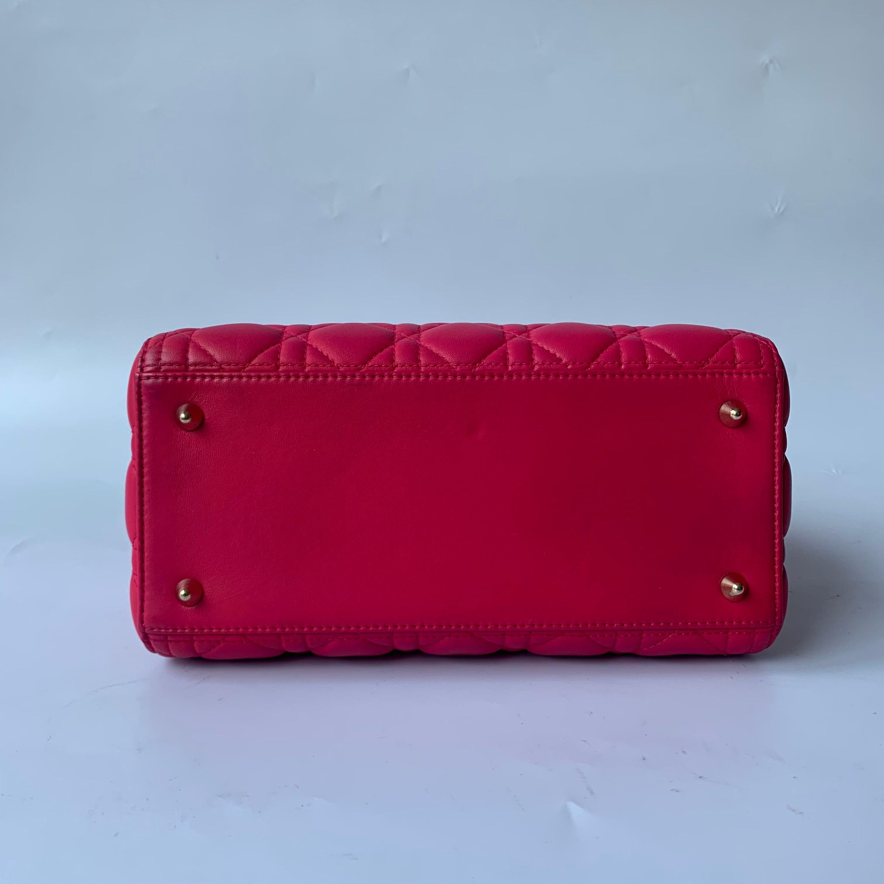 Lady Dior Medium Bag Fuchsia Cannage Lambskin Leather Gold-tone Hardware 1