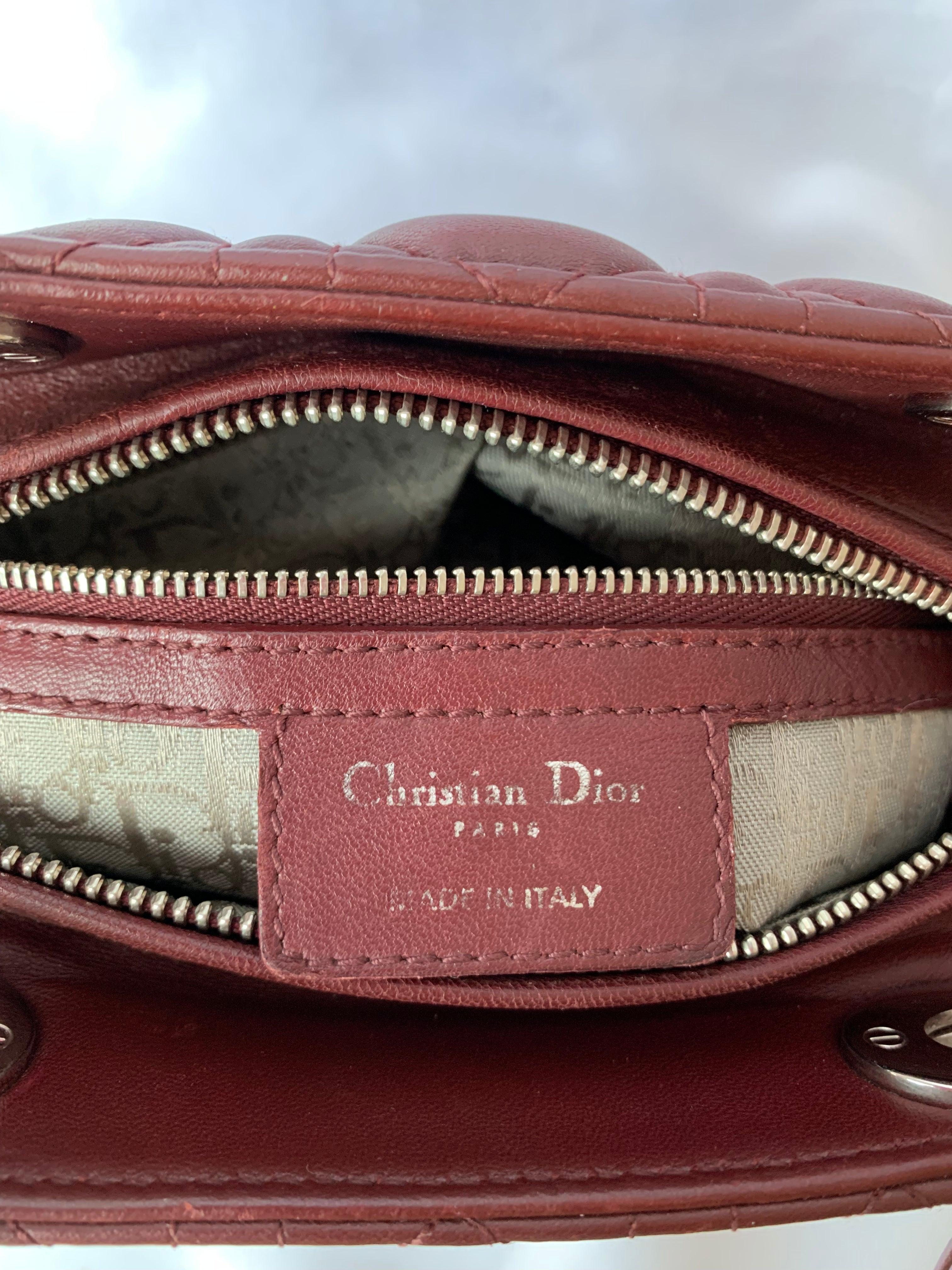 Lady Dior Medium Burgundy Cannage Lambskin Leather with strap 9
