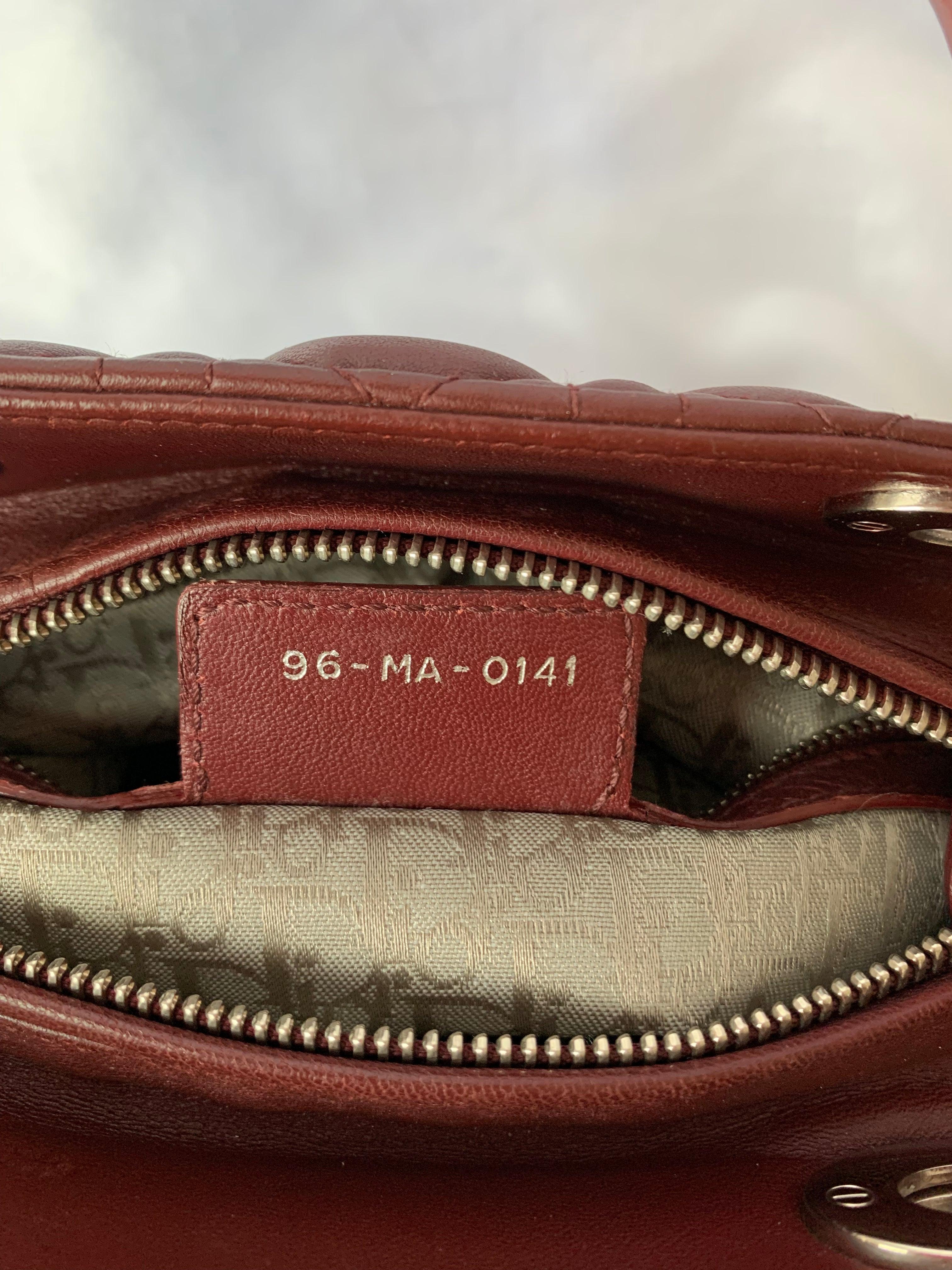 Lady Dior Medium Burgundy Cannage Lambskin Leather with strap 10