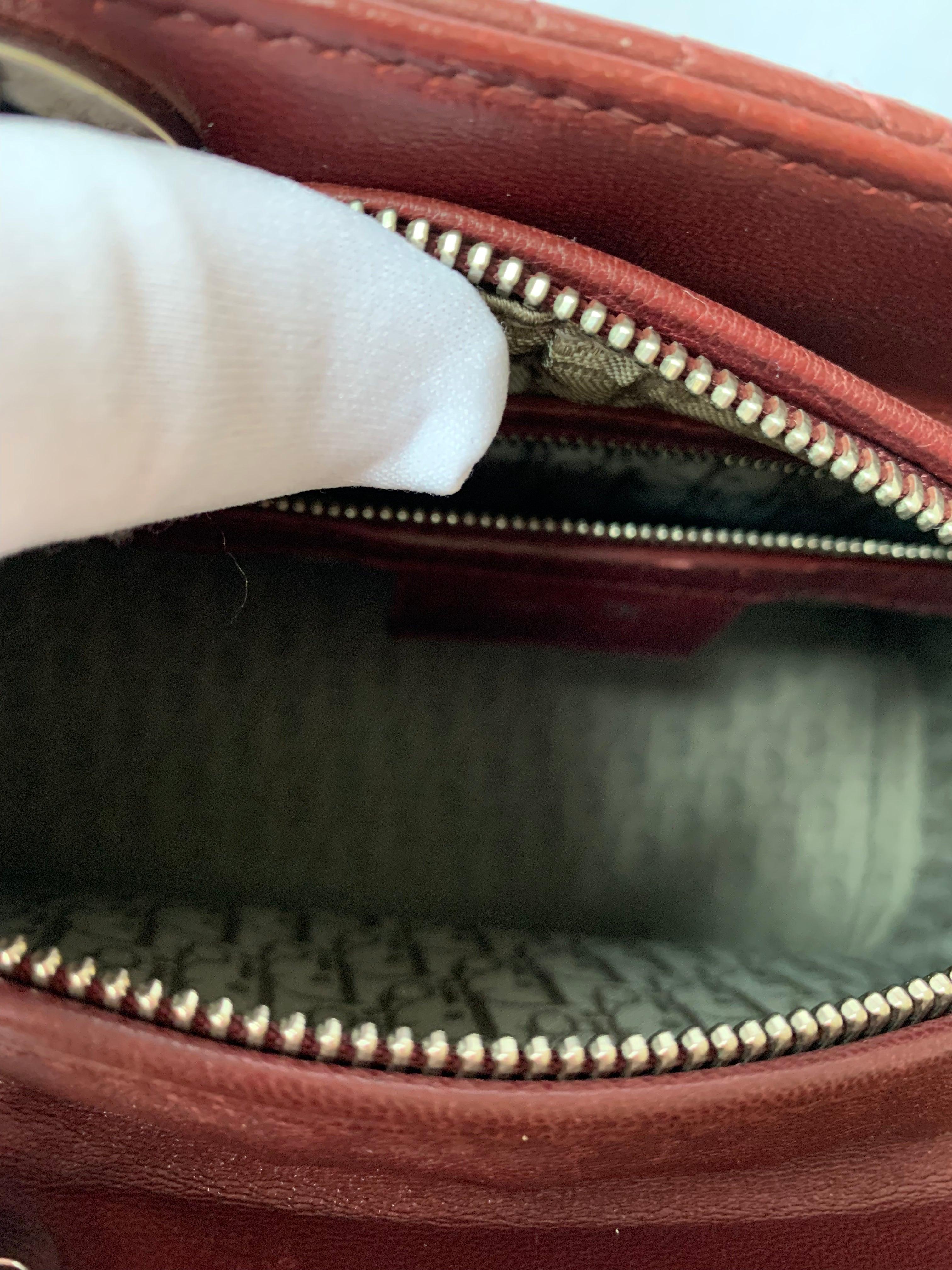 Lady Dior Medium Burgundy Cannage Lambskin Leather with strap 13