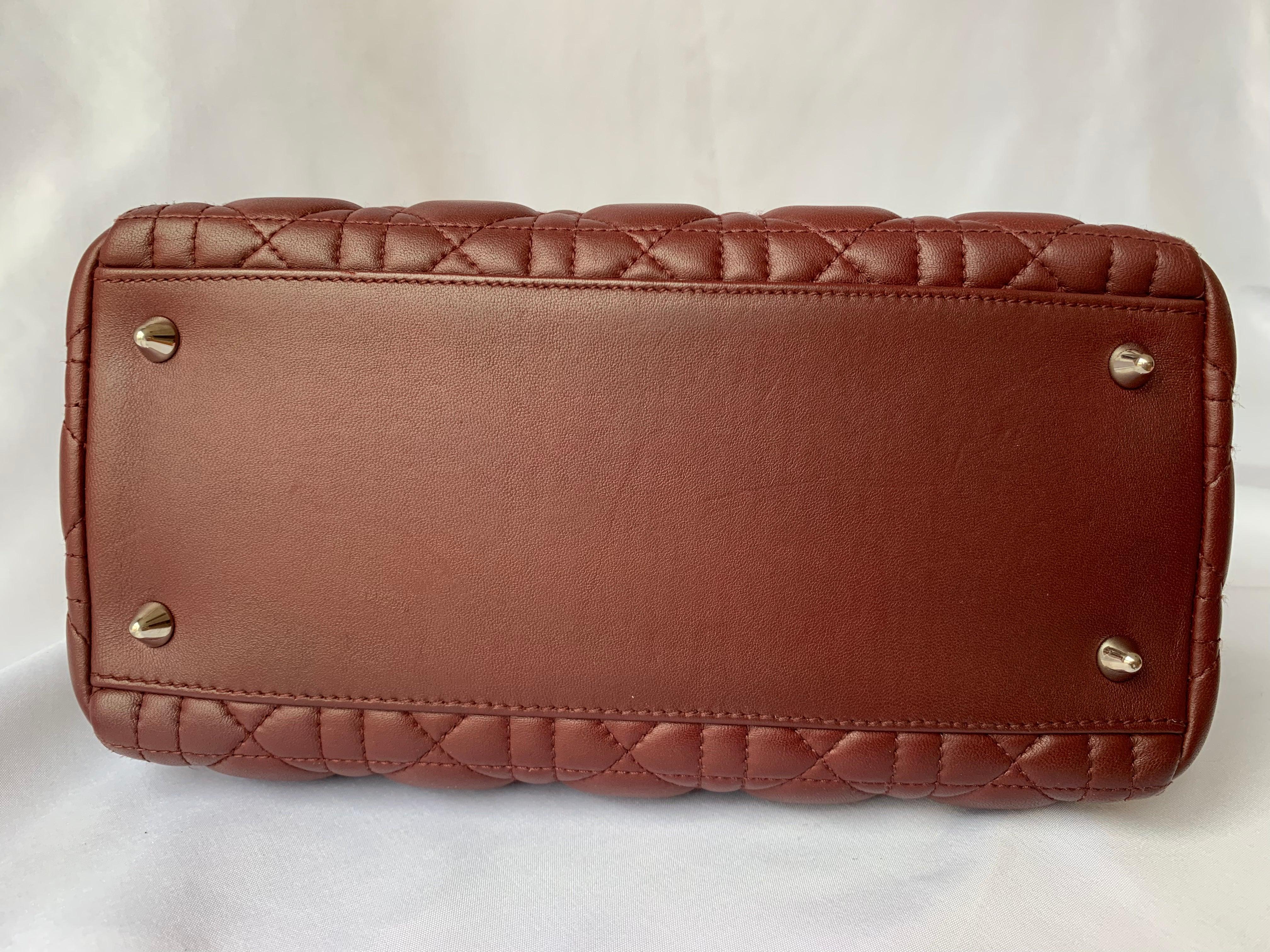 Lady Dior Medium Burgundy Cannage Lambskin Leather with strap 14