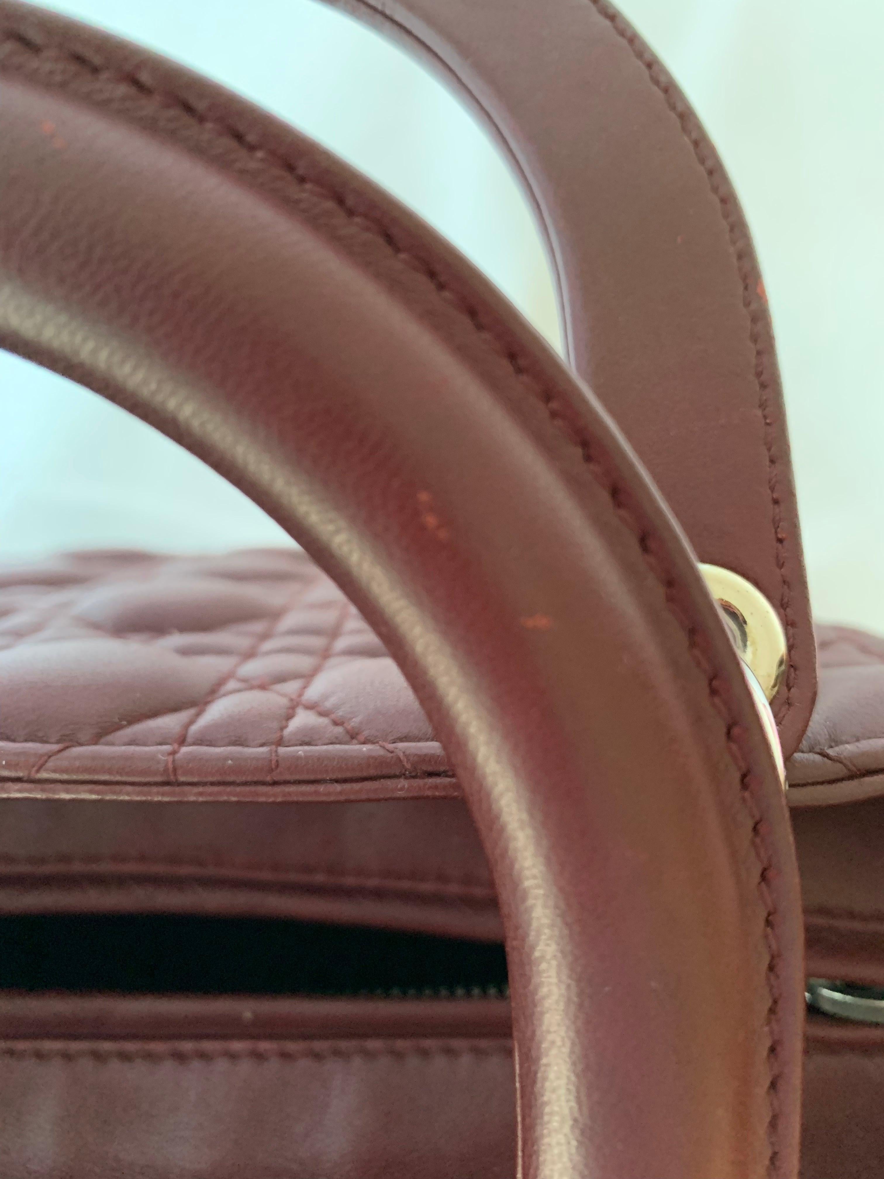 Lady Dior Medium Burgundy Cannage Lambskin Leather with strap 15