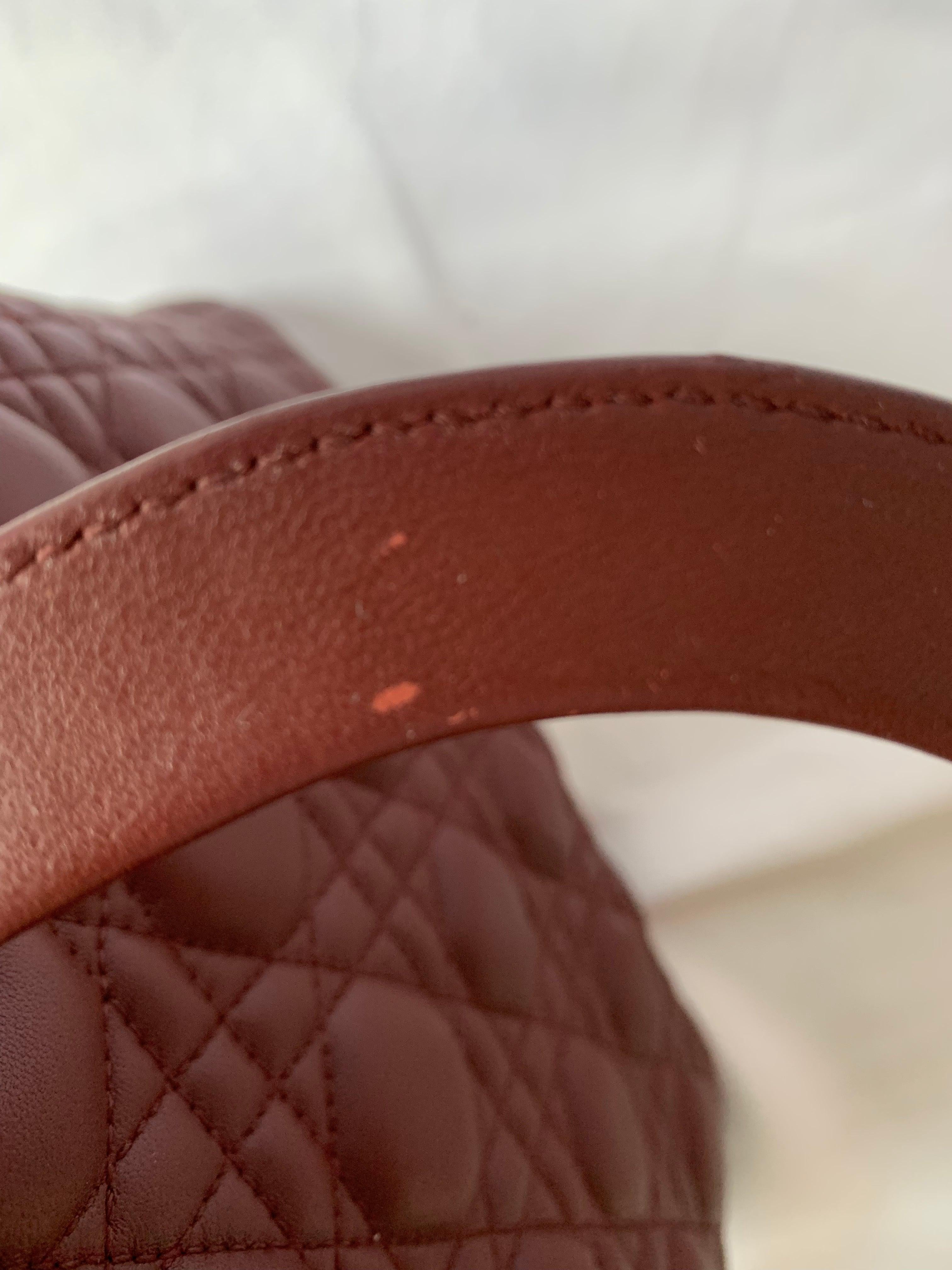 Lady Dior Medium Burgundy Cannage Lambskin Leather with strap 4