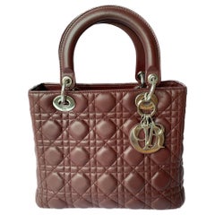 Lady Dior Medium Burgundy Cannage Lambskin Leather with strap
