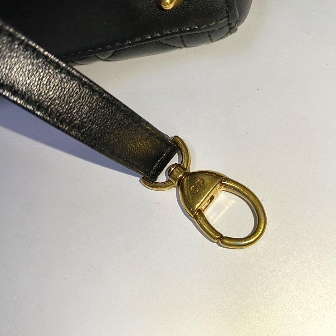 Lady Dior Medium Handbag Black Lambskin Leather Gold Hardware For Sale 7