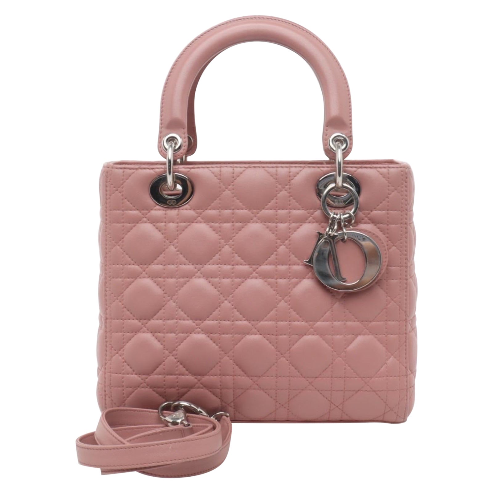 Lady Dior Medium Handbag Lipstick Pink Cannage Leather Gold Hardware