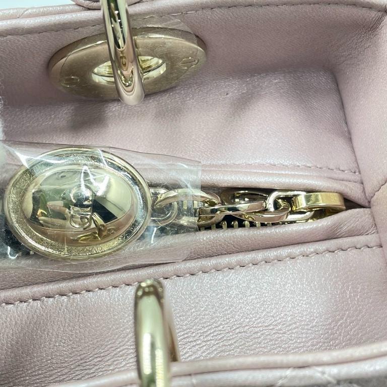 Lady Dior Bolso Mediano Piel Cannage Rosa Nacarado Herrajes Dorados, 2016 7