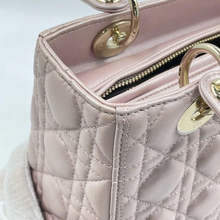 Lady Dior Bolso Mediano Piel Cannage Rosa Nacarado Herrajes Dorados, 2016 8