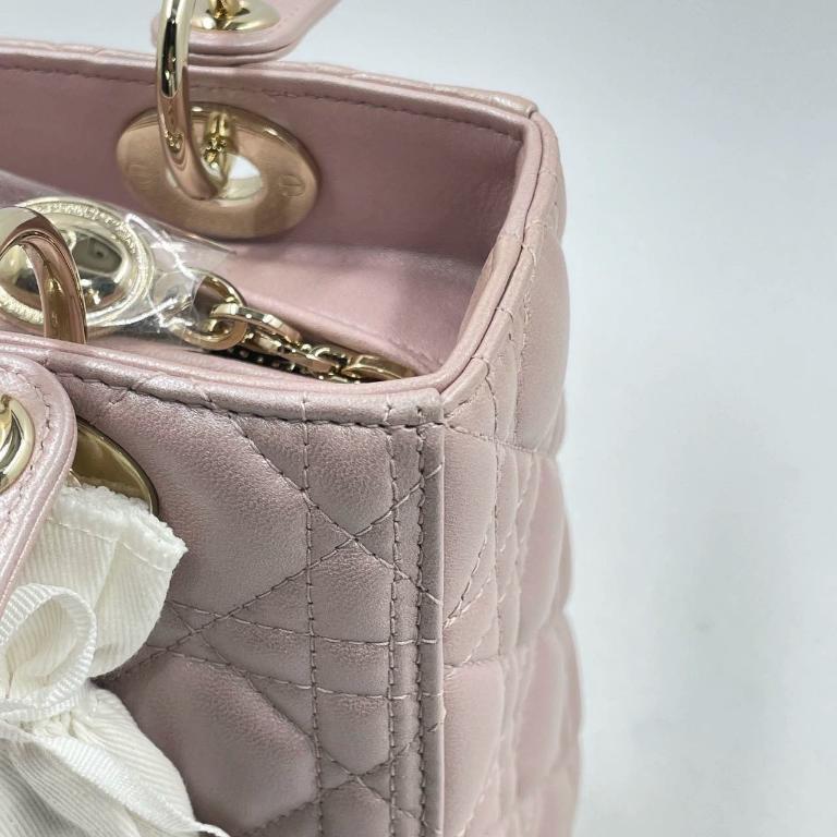 Lady Dior Bolso Mediano Piel Cannage Rosa Nacarado Herrajes Dorados, 2016 9