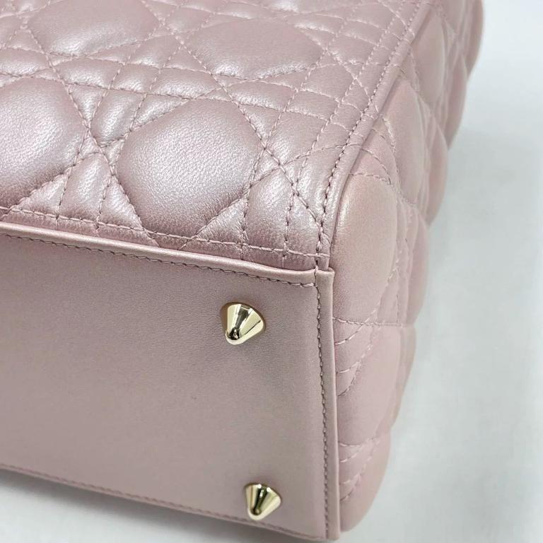 Lady Dior Bolso Mediano Piel Cannage Rosa Nacarado Herrajes Dorados, 2016 13