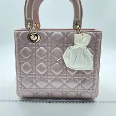Lady Dior Medium Handbag Pearlescent Pink Cannage Leather Gold Hardware, 2016