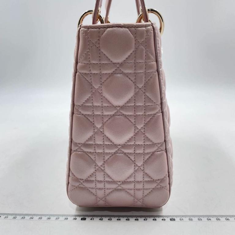 Lady Dior Bolso Mediano Piel Cannage Rosa Nacarado Herrajes Dorados, 2016 Gris