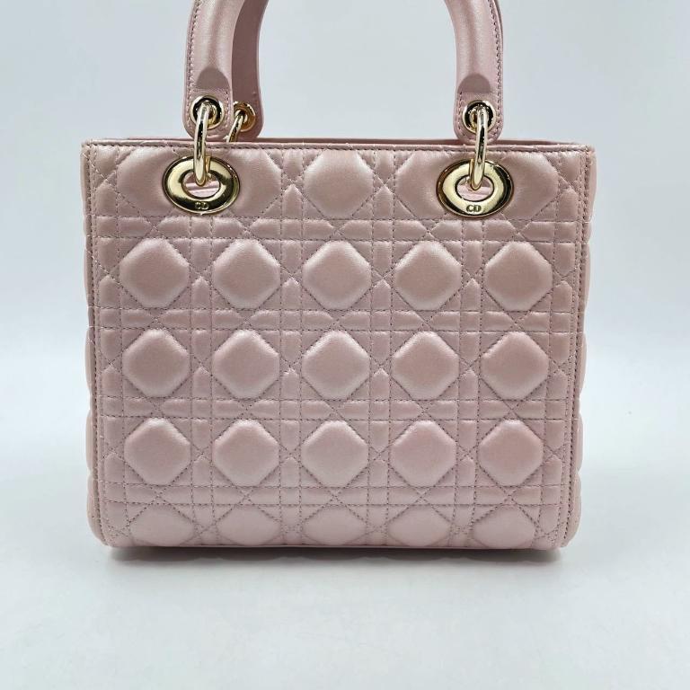 Lady Dior Bolso Mediano Piel Cannage Rosa Nacarado Herrajes Dorados, 2016 en Nuevo Estado en AUBERVILLIERS, FR