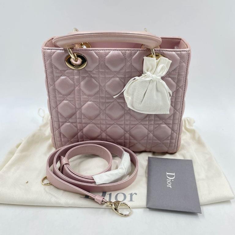 Lady Dior Bolso Mediano Piel Cannage Rosa Nacarado Herrajes Dorados, 2016 3