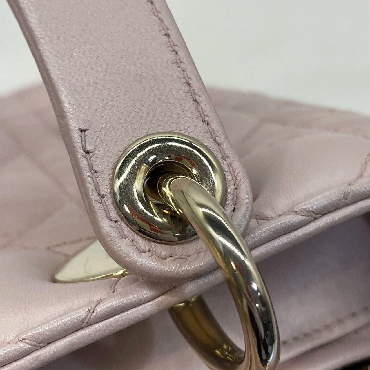 Lady Dior Medium Handbag Pearlescent Pink Cannage Leather Gold Hardware 6