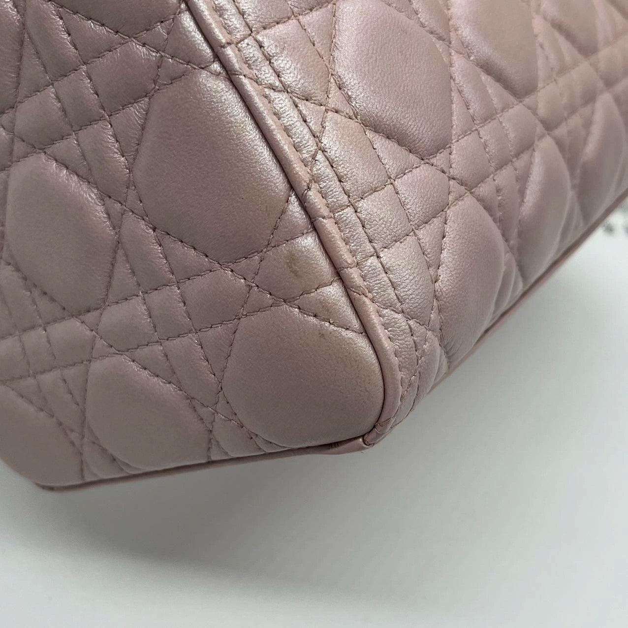 Lady Dior Medium Handbag Pearlescent Pink Cannage Leather Gold Hardware 7