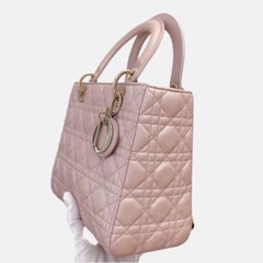 Lady Dior Medium Handbag Pearlescent Pink Cannage Leather Gold Hardware