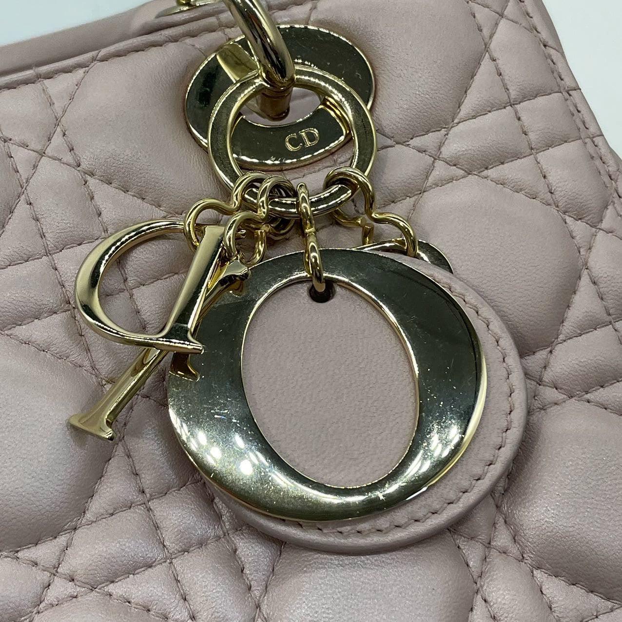 Lady Dior Medium Handbag Pearlescent Pink Cannage Leather Gold Hardware 3