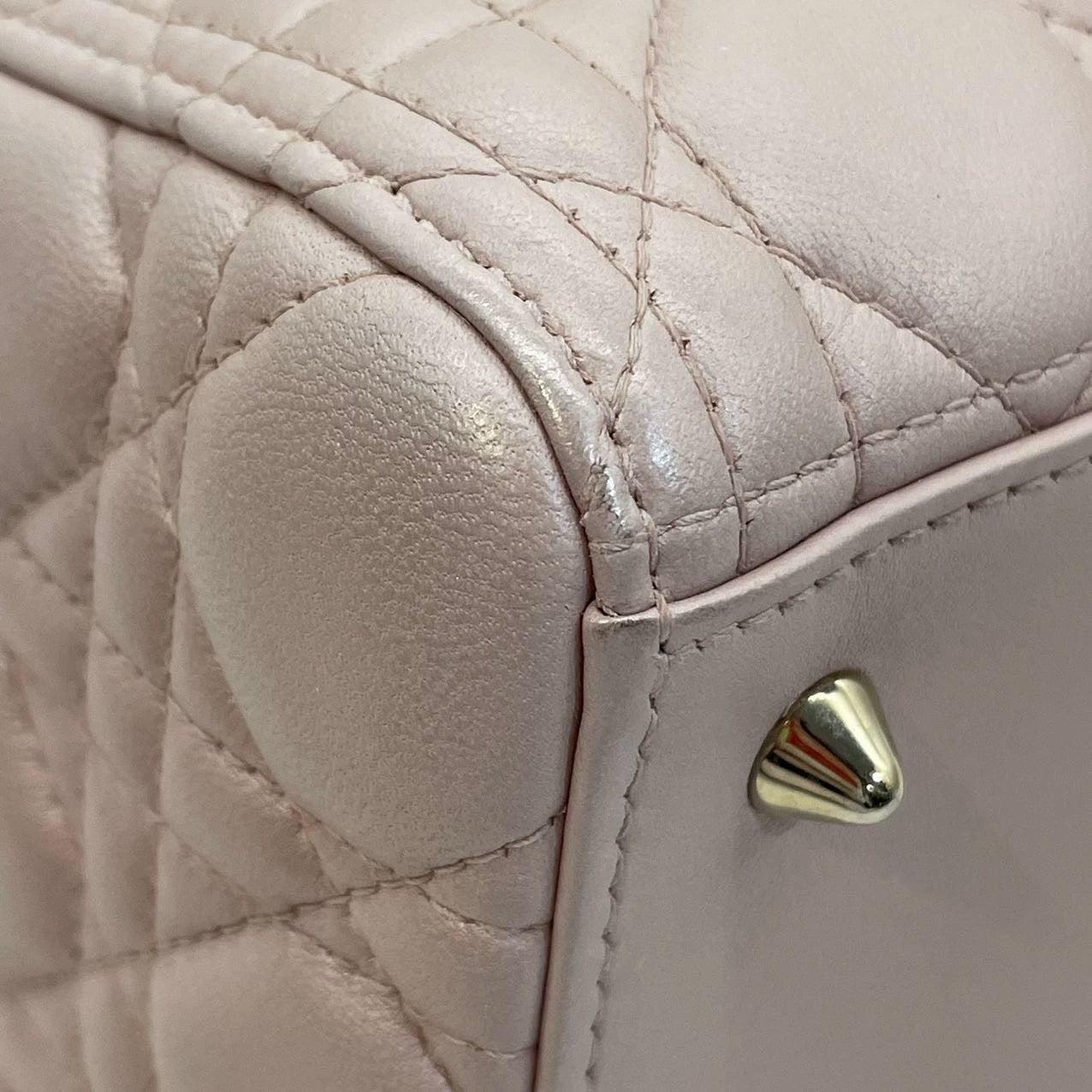 Lady Dior Medium Handbag Pearlescent Pink Cannage Leather Gold Hardware 4