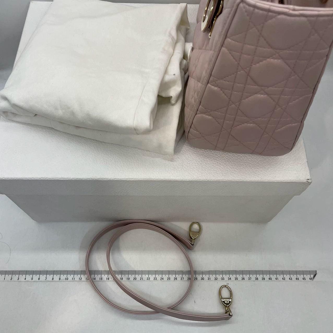 Lady Dior Medium Handbag Pearlescent Pink Cannage Leather Gold Hardware 5