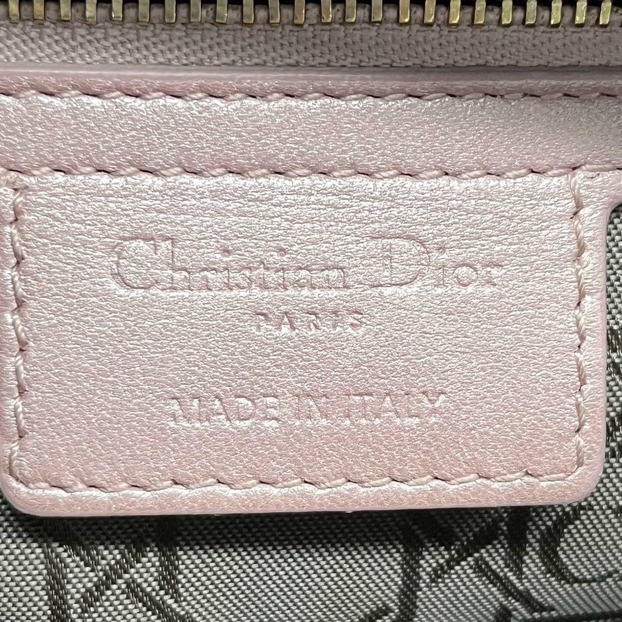 Lady Dior Medium Handbag Pearlescent Pink Cannage Leather Gold Hardware 4
