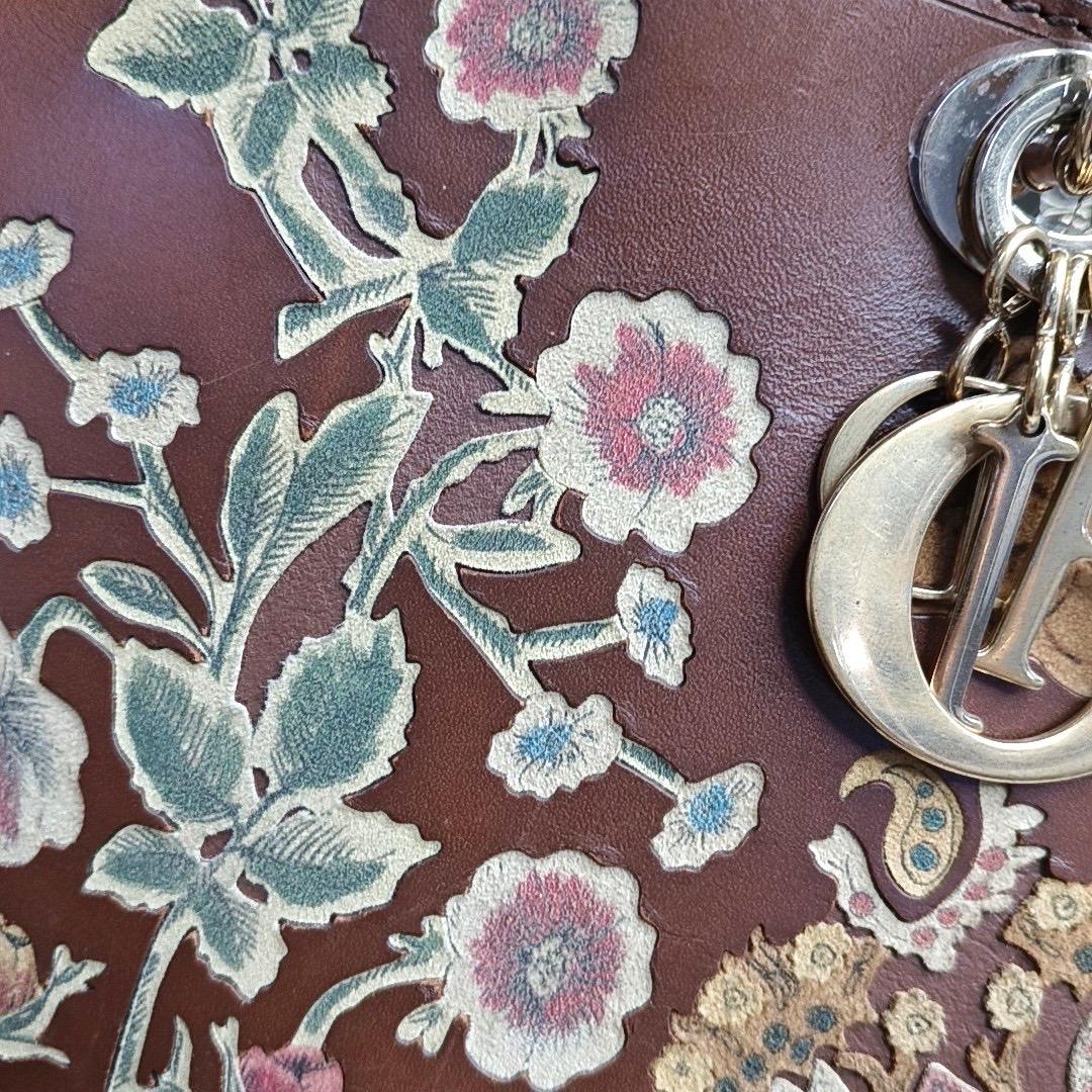 Lady Dior Medium K11 Original Masters Brown Floral Carved Calfskin For Sale 6