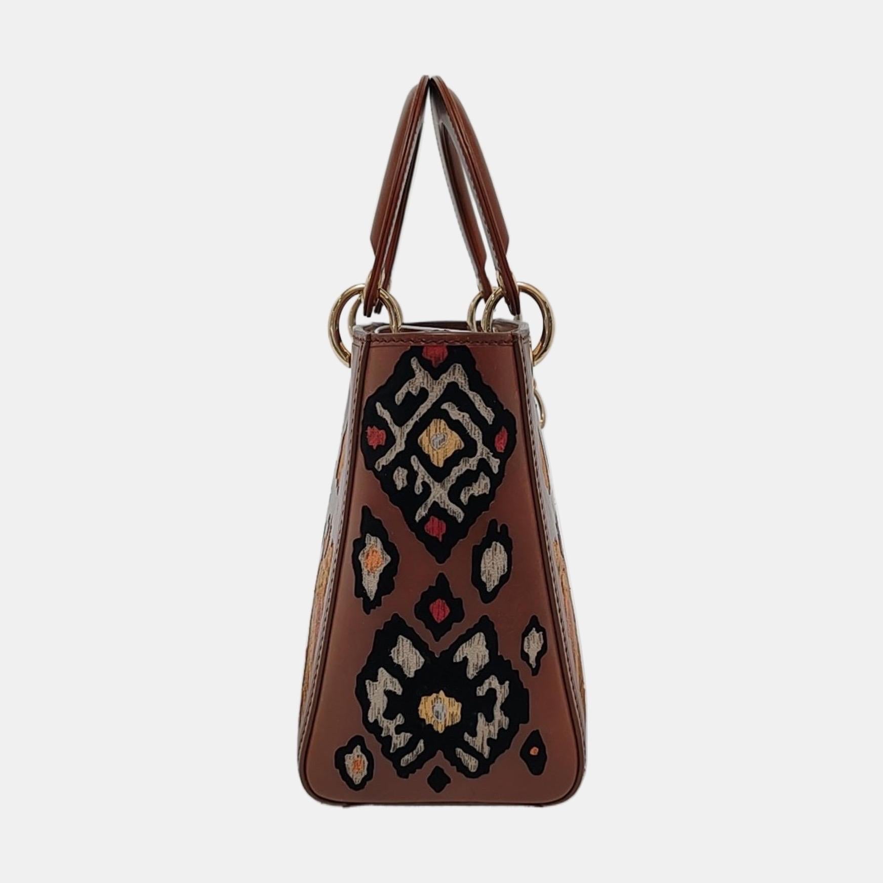 Lady Dior Medium K11 Original Masters Brown Floral Carved Calfskin For Sale 1
