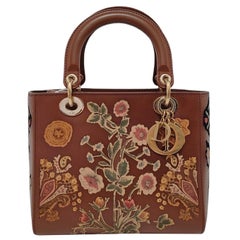 Lady Dior Medium K11 Original Masters Brown Floral Carved Calfskin
