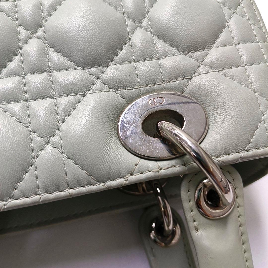 Lady Dior Medium Mint Green Lambskin Leather Silver Hardware For Sale 3