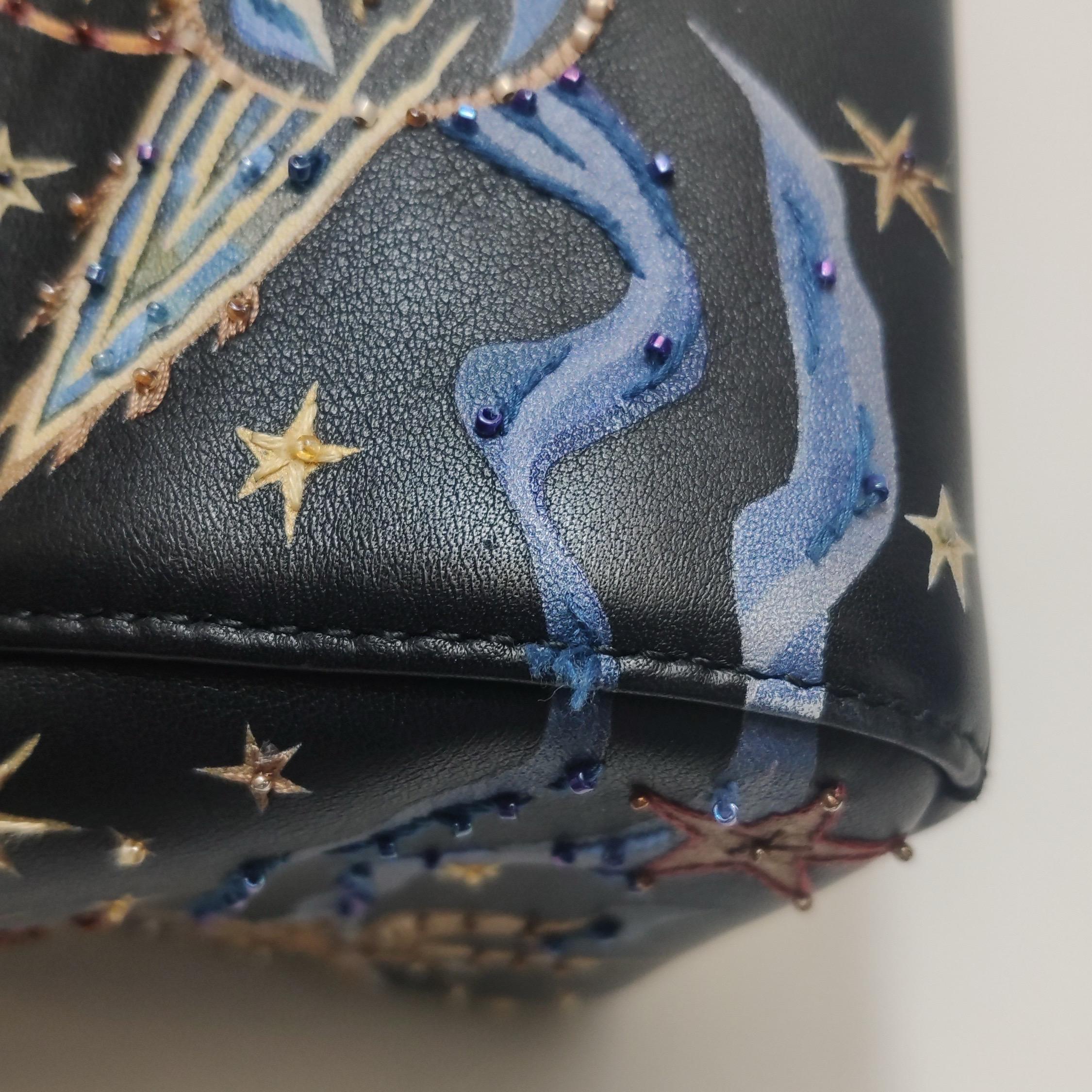 Lady Dior Medium Nature Ballett Star Embroidery Handtasche aus schwarzem Kalbsleder in Gold HW im Angebot 14