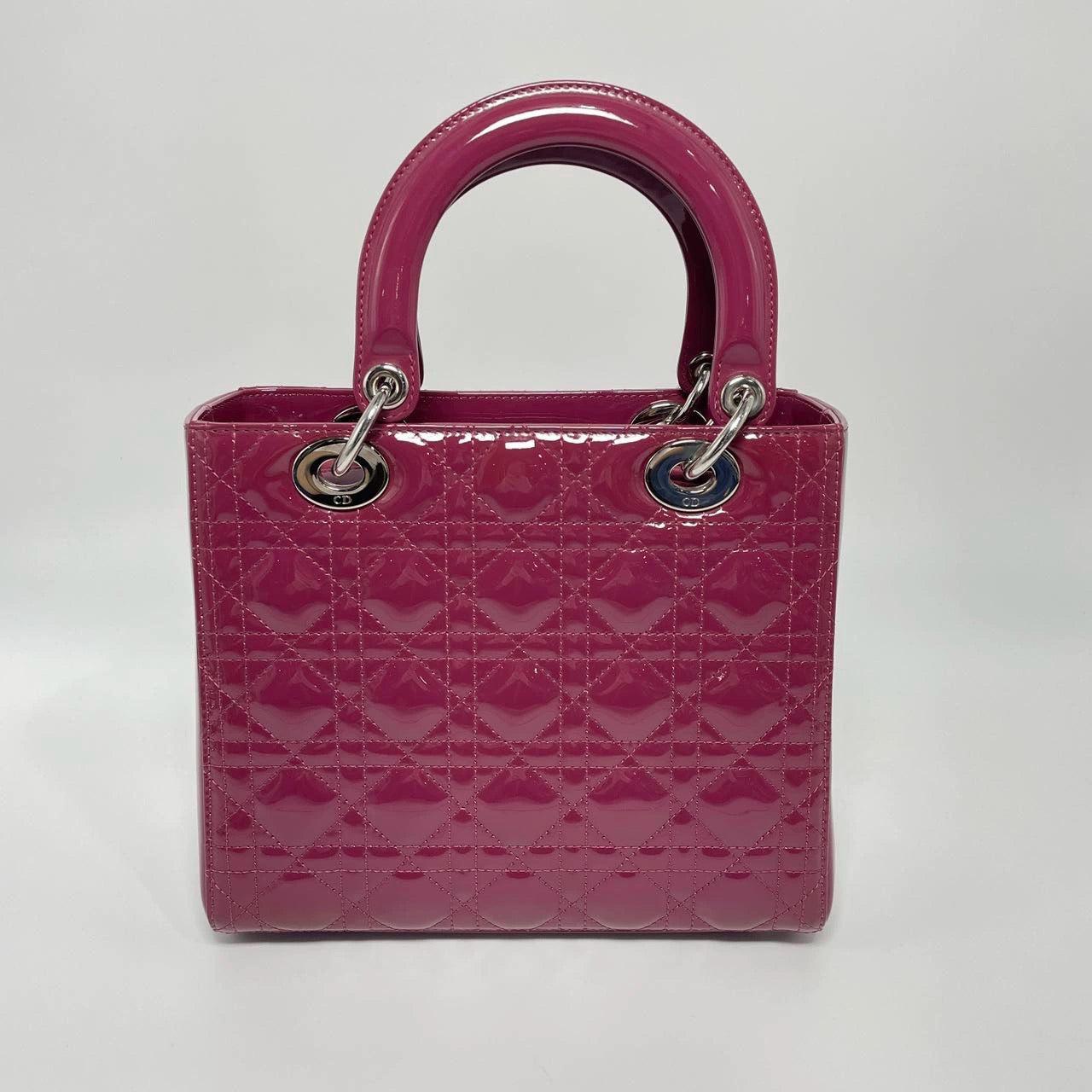 Brown Lady Dior Medium Purple Patent Leather Handbag