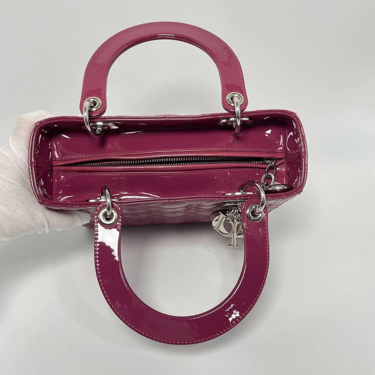 Women's Lady Dior Medium Purple Patent Leather Handbag