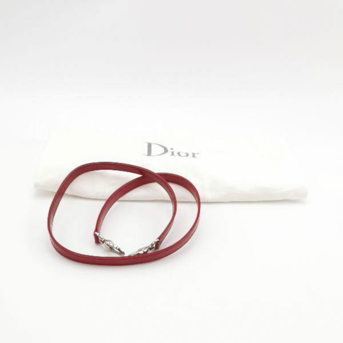 Lady Dior Medium Red Burgundy Patent Leather Handbag Silver Hardware For Sale 11