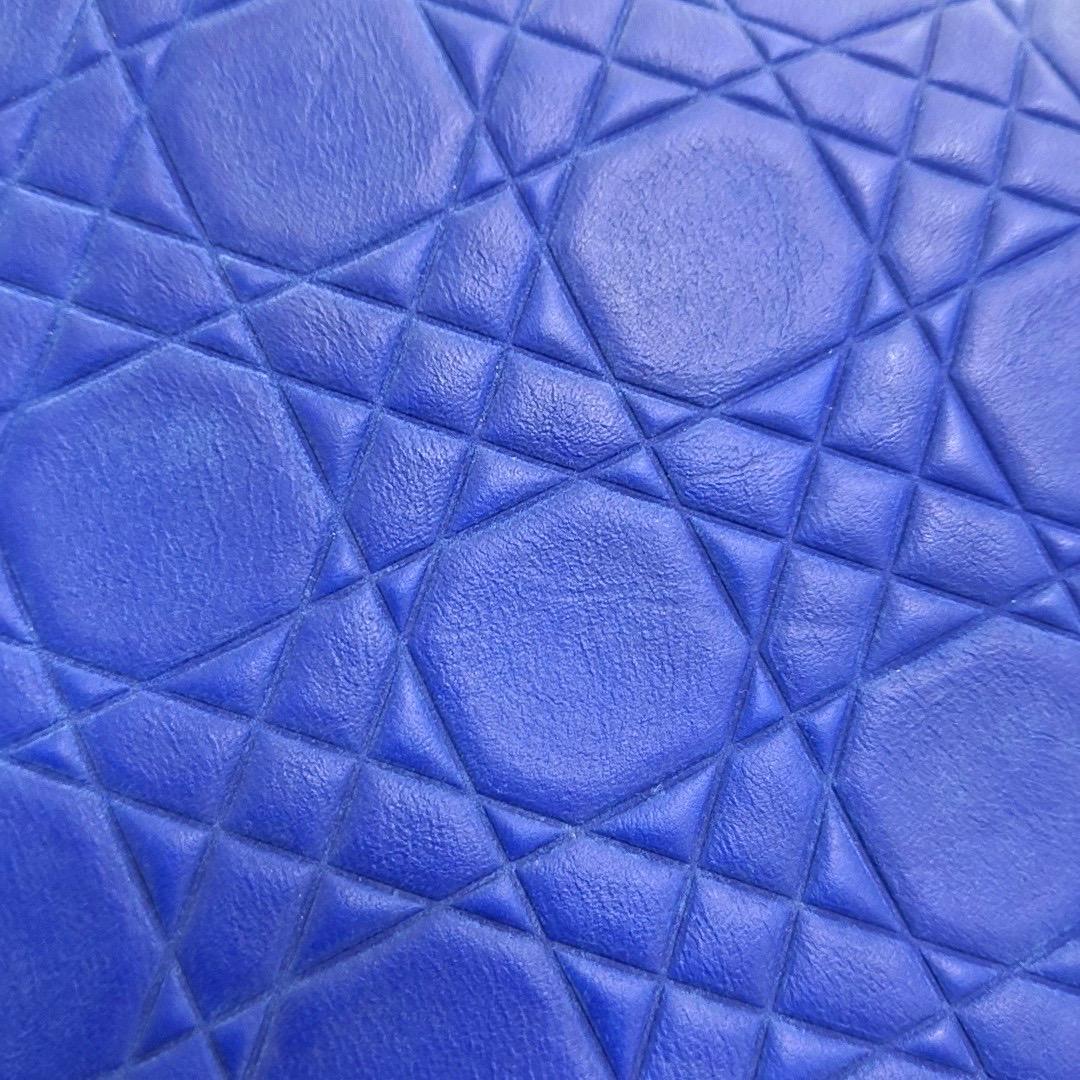 Lady Dior Medium Royal Blue Engraved Cannage Pattern Silver Hardware 2013 For Sale 9