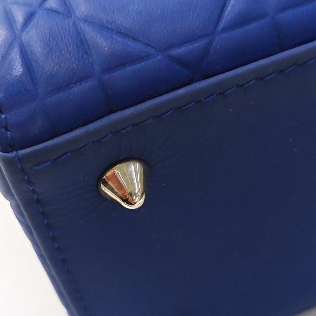 Lady Dior Medium Royal Blue Engraved Cannage Pattern Silver Hardware 2013 For Sale 10