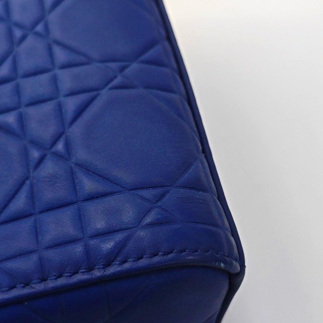 Lady Dior Medium Royal Blue Engraved Cannage Pattern Silver Hardware 2013 For Sale 1