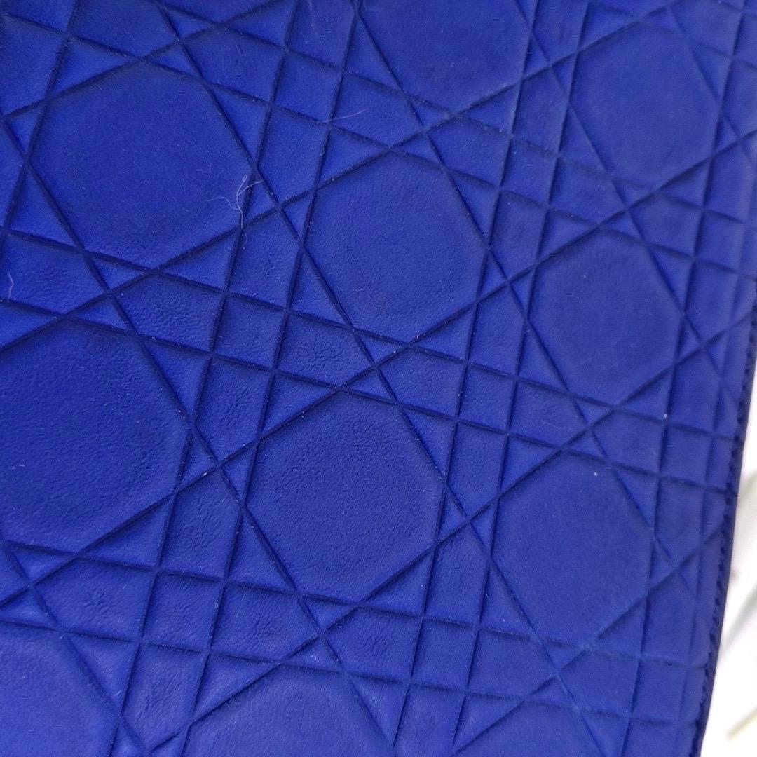 Lady Dior Medium Royal Blue Engraved Cannage Pattern Silver Hardware 2013 For Sale 2