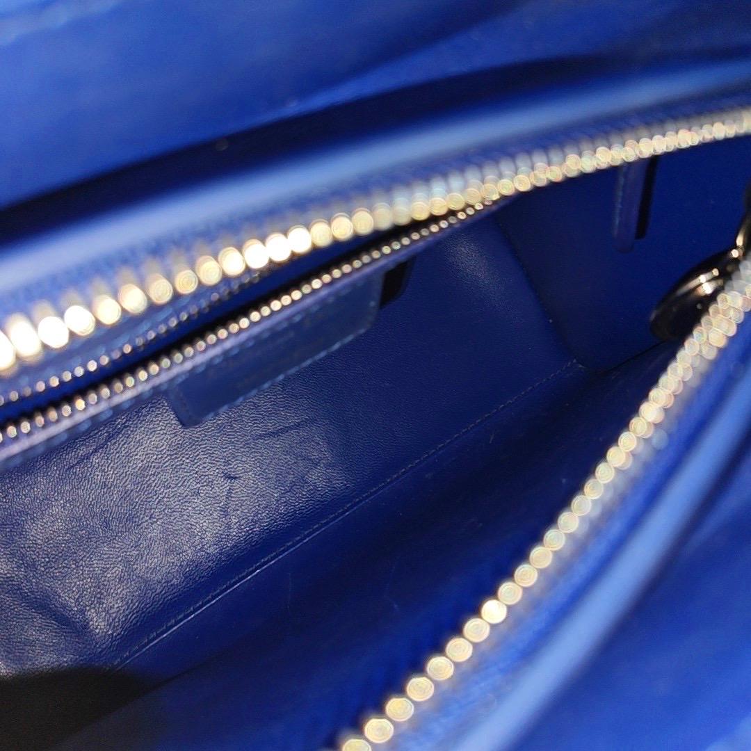 Lady Dior Medium Royal Blue Engraved Cannage Pattern Silver Hardware 2013 For Sale 3