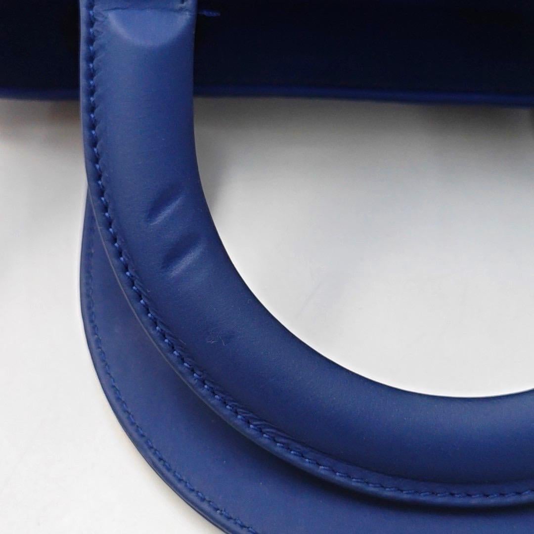 Lady Dior Medium Royal Blue Engraved Cannage Pattern Silver Hardware 2013 For Sale 4