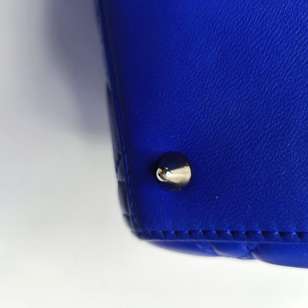 Lady Dior Medium Royal Blue Lambskin Leather Silver Hardware For Sale 6