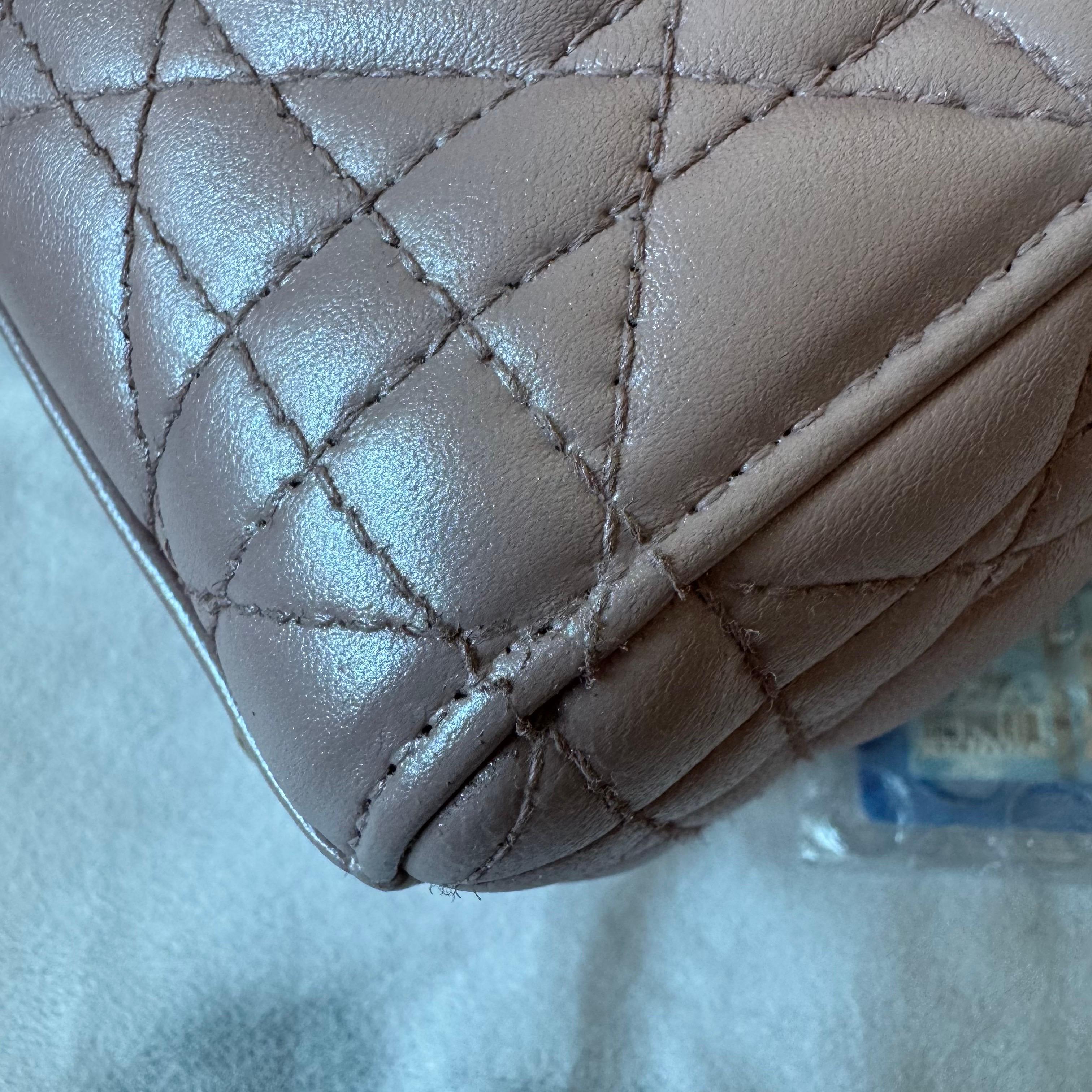 Lady Dior Mini 2016 in pelle di agnello rosa perlato con tracolla a catena in oro HW in vendita 11