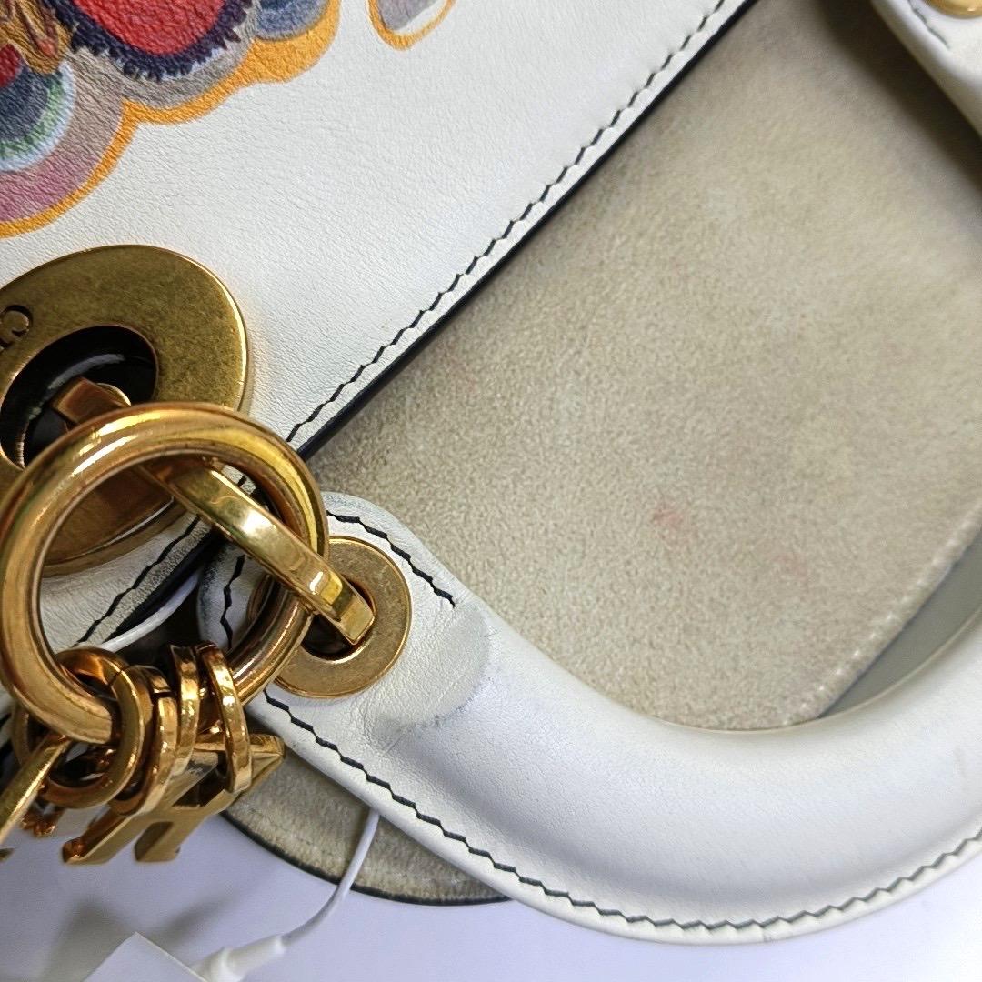 Lady Dior Mini 2018 x Niki De Saint Phalle Dioramour White Calfskin leather Gold in vendita 3