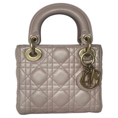Lady Dior Mini 2019 Pearlescent Pink Lambskin Leather Gold Chain Strap