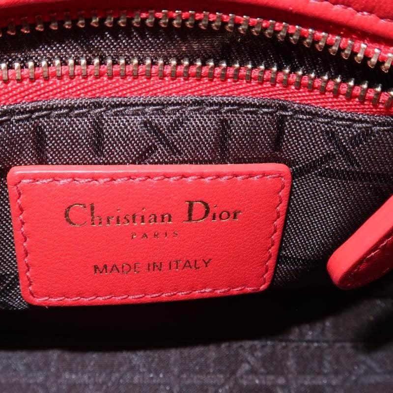 Lady Dior Mini Red Lambskin Leather Gold HW Chain Strap 10