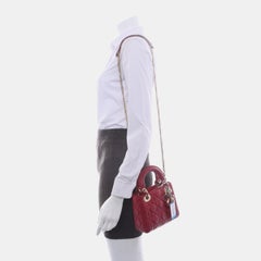 Lady Dior Mini Red Lambskin Leather Gold HW Chain Strap